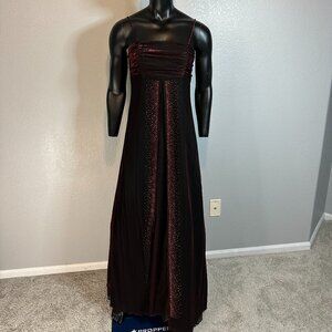 Betsy & Adam by Linda Bernell Color-Shift Black & Red Sparkle Evening Gown Size